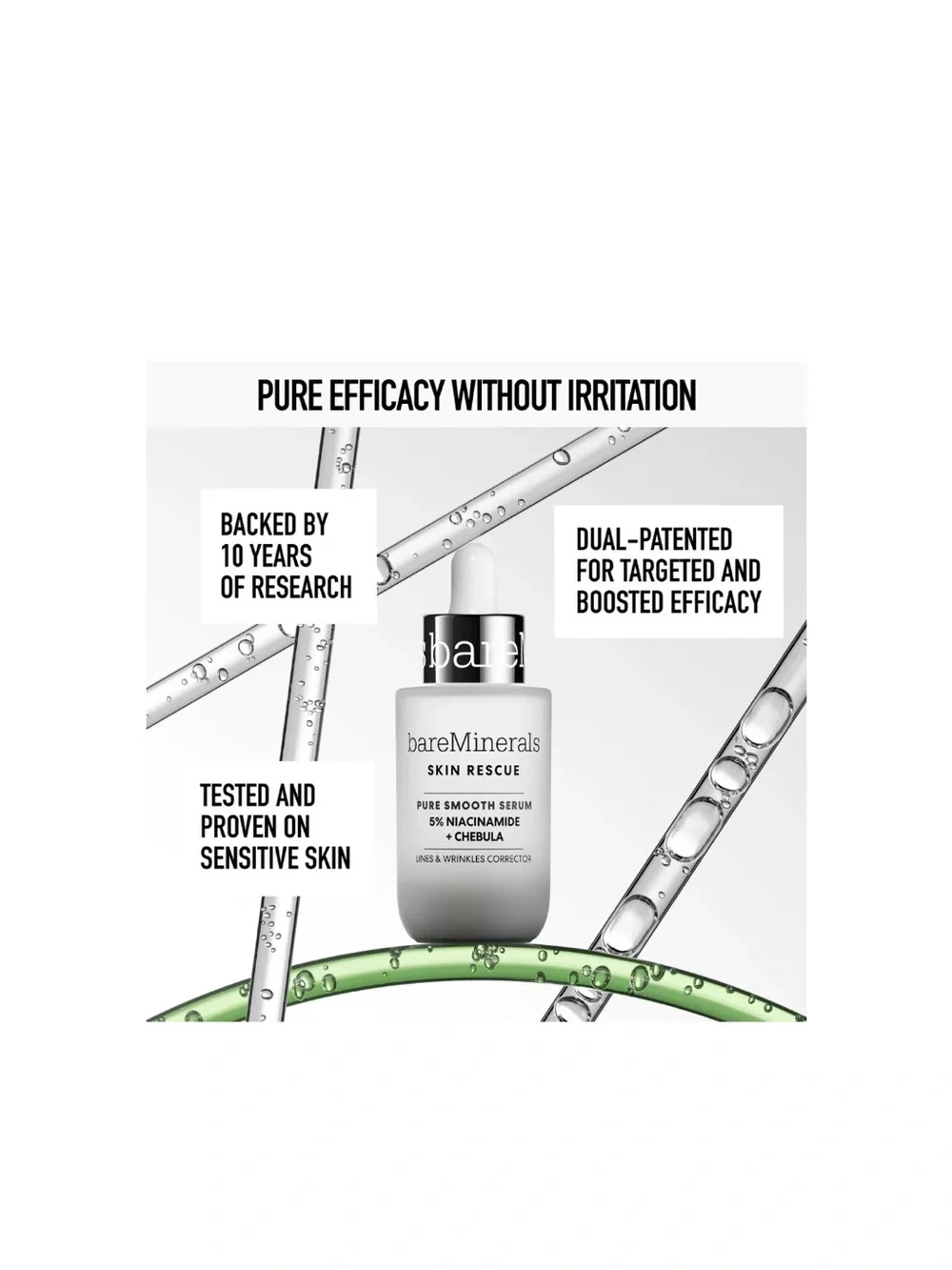 NWT bareMinerals Skin Rescue Pure Smooth Serum - 5% Niacinamide + Chebula - 30mL
